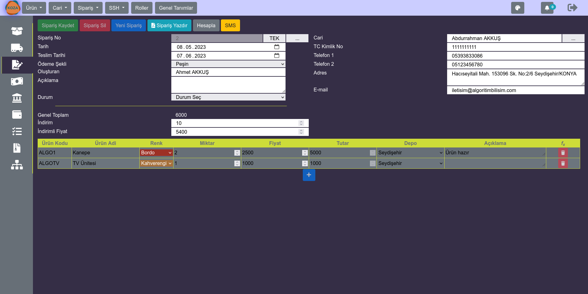 Koza Furniture Process Management System