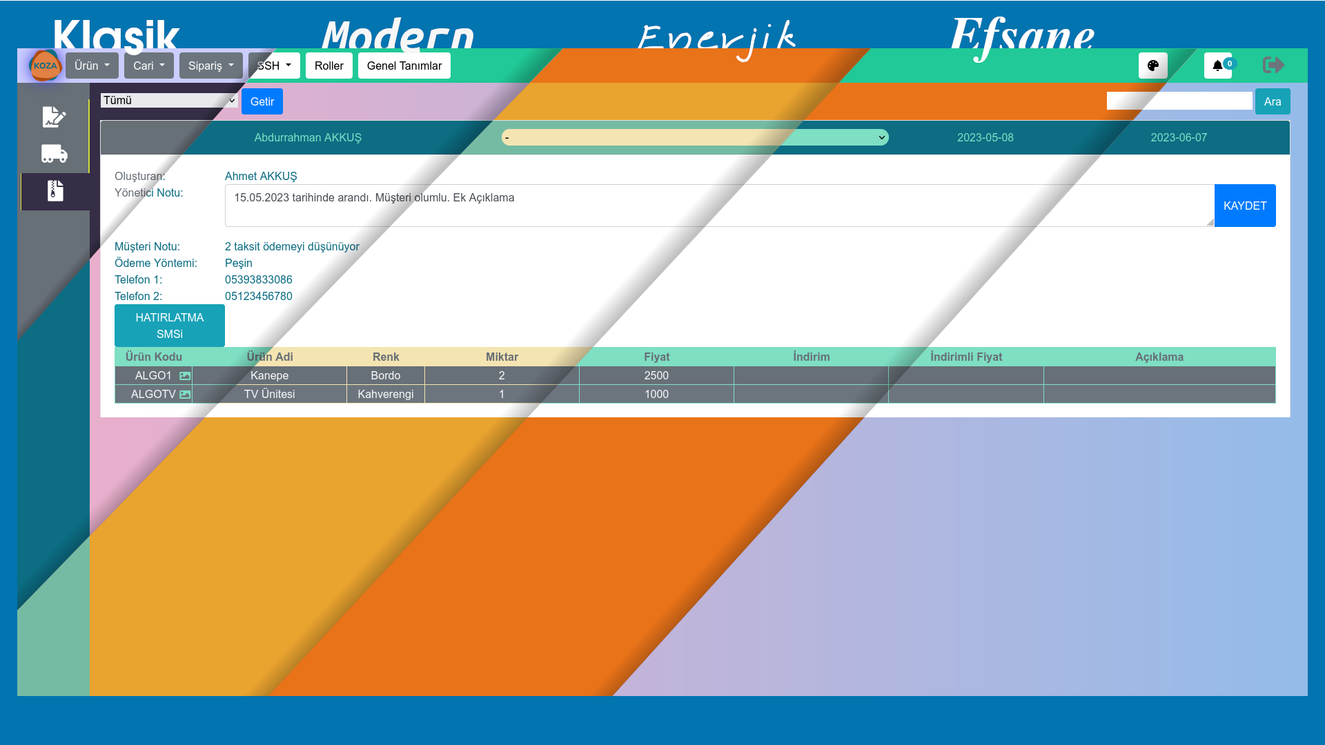 Koza Furniture Process Management System